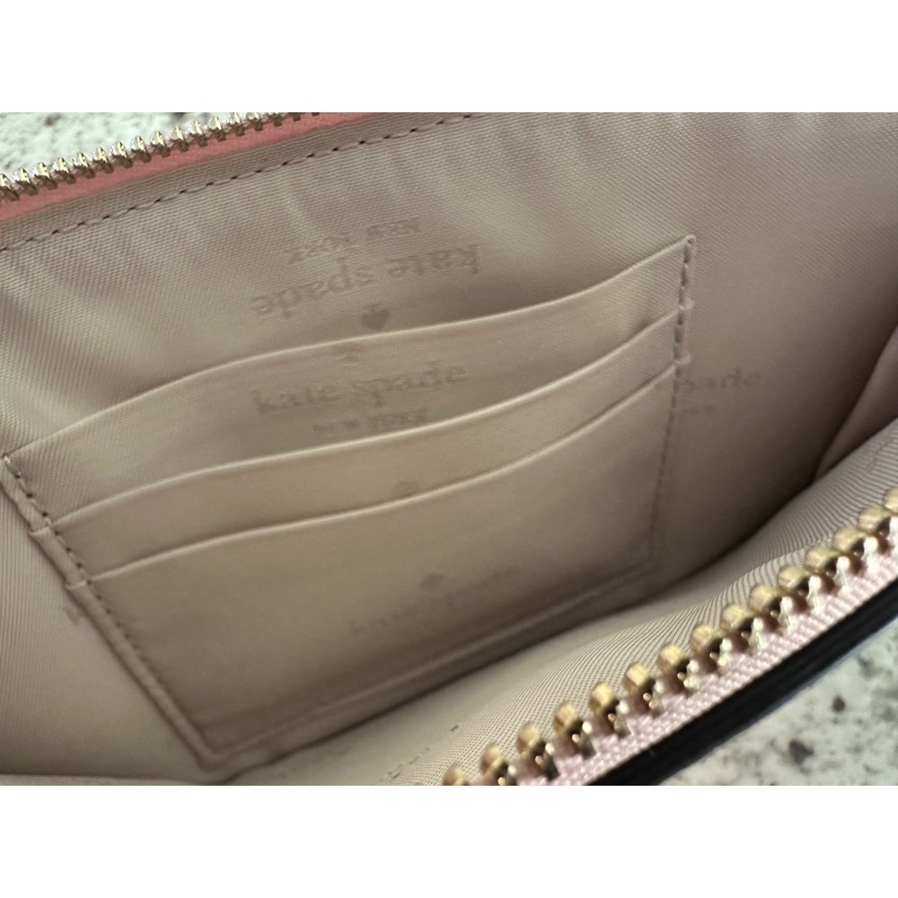Kate Spade Lucy metallic pink Medium L-Zip bag Wristlet - Picture 5 of 5